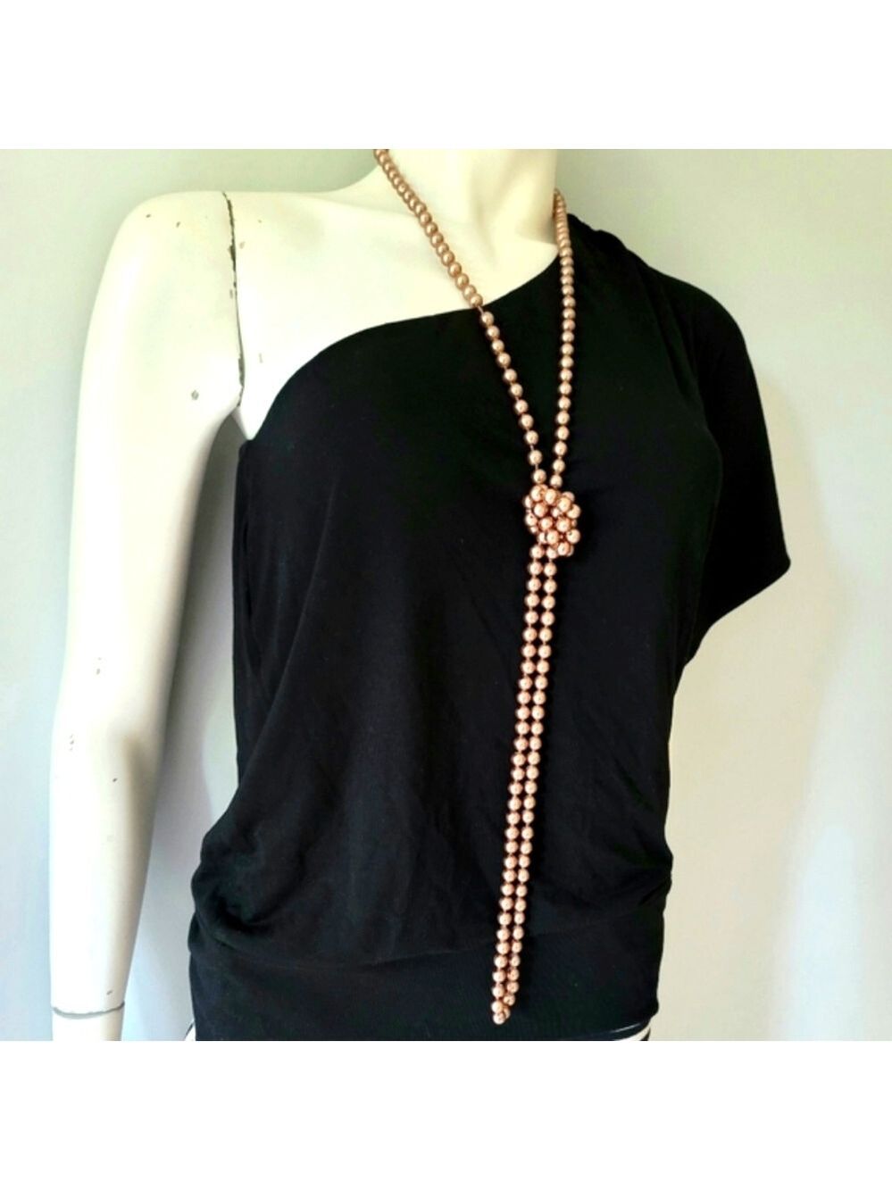 Vintage Bronze Color Pearl Necklace 28"